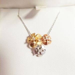 14k Tri-color Hawaiian Plumeria Pendant